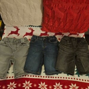 Kids Denim Shorts Lot Set - Gray, Blue, Charcoal